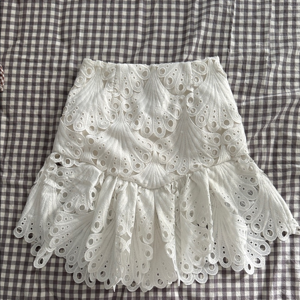 Maje White Eyelet Mini Skirt